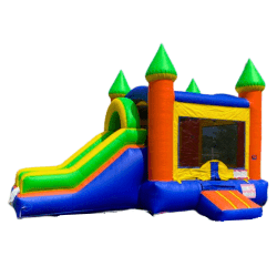 Green Orange Castle Bounce House W/Slide