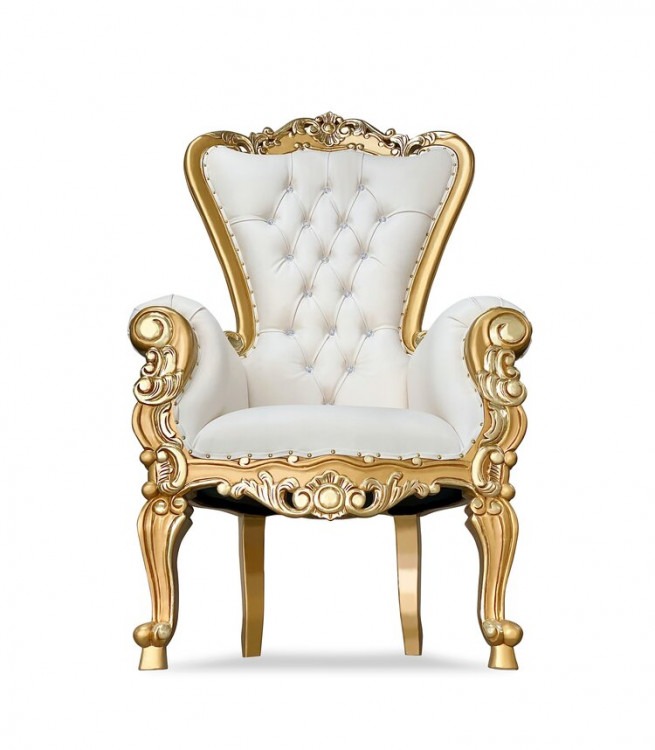 White and Gold Throne Chair Rental