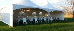 backyard engagement or wedding tent tables and chairs rental ROckf 1 20 x 40 High Peak Tent
